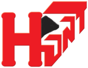 Red block letter H next to a stylized red and white arrow with a black triangular shape inside the arrow, set against a light background.
